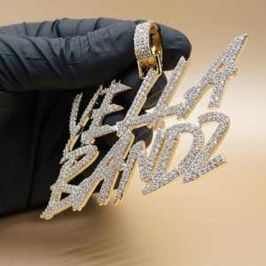 จี้ตัวอักษรแบบกำหนดเอง จี้ประดับเพชร VVS มอยส์ซาไนต์ จี้ตัวอักษรเงินแท้ 925 ชุบทอง เครื่องประดับฮิปฮอป จี้ตัวอักษรย่อ - Product Image 4