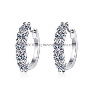 Premium Pink Moissanite <b>Stud</b> Earrings Round Halo Design White Gold Plated Fine Jewelry Wedding Bridal Gift - Product Image 5