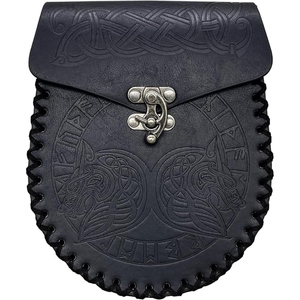 Sporran écossais personnalisé en cuir véritable, pochette des Highlands, design celtique viking gaufré, accessoire traditionnel pour kilt, vente en gros - Product Image 1