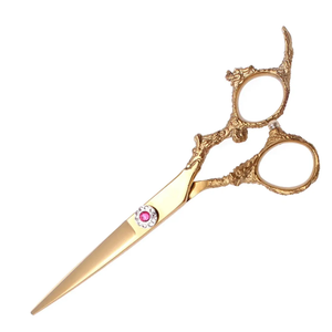 Gold-Plasma-Coated <b>Left</b>-<b>Hand</b> Dragon Handle Barber <b>Scissors</b> Sharp Blade Tip Beauty Salon <b>Scissor</b> Tool - Product Image 5
