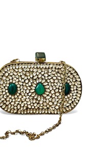 Elegantes Bolsos y Carteras de Imitación Antigua con Trabajo Kundan en Relieve y Baño de Oro para Bodas, Fiestas y Eventos Festivos HASAN CRAFT - Product Image 3