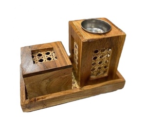 Juego de Caja de Regalo de Madera de Acacia Premium con Cristal Acrílico Transparente para Mubkhar - Elegante Quemador de Bakhoor Religioso, Fragancia Natural Orgánica para el Hogar - Product Image 5