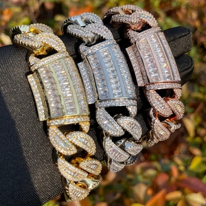 Baguette Cut Lab Grown Diamond Hip Hop Bracelet 20MM <b>Iced</b> <b>Out</b> Cuban Link Celebrity Style Men's Bracelet Gift - Product Image 4
