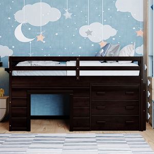 Letto a soppalco matrimoniale Espresso con armadio e scaffale, per bambini, vecchio SKU LP000501AAP - Product Image 2