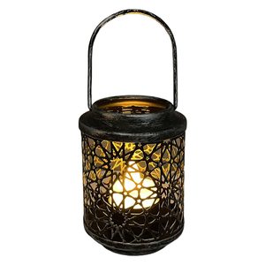 Lanterne d'Halloween en fer noir avec découpes de chauves-souris, porte-bougie sans flamme pour la décoration de la maison, lanternes suspendues et au sol - Product Image 3