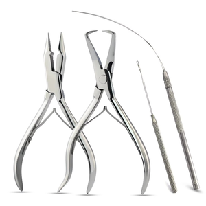 ชุดอุปกรณ์ต่อผมสแตนเลสสำหรับใช้งานเชิงพาณิชย์ของ CLASTY INSTRUMENTS พร้อมเครื่องมือแบบห่วงและกระจกแต่งผมเคลือบเงา - Product Image 1