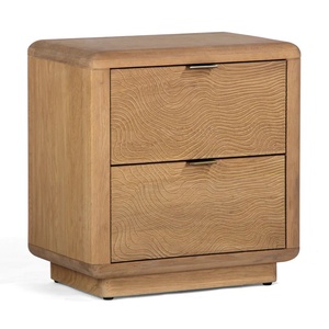 Nala Nightstand Made Of Solid Teak Wood High Quality With Natural Wood and 2 Drawers For Indoor Use. - Product Image 1