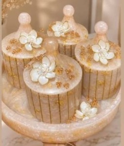 Elegant Handmade Resin <b>Canister</b> <b>Set</b> Cover Matching Tray - Product Image 4