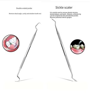 Kit de 3 outils dentaires ergonomiques manuels en acier inoxydable pour le nettoyage du tartre, l'endoscope, l'élimination des taches dentaires et les cure-dents interdentaires - Product Image 3