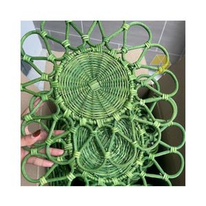 Loved by nature <b>green</b> color place <b>mat</b> hot sale Handmade weaving Solid rattan Placemat hot wholesale in Vietnam <b>Table</b> Decor - Product Image 5