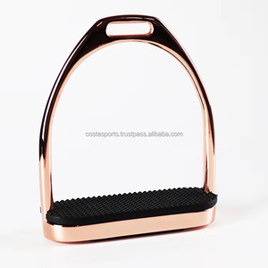 Estribos de Aluminio Color Oro Rosa para Montar a Caballo con Almohadilla de Goma Negra, Juego de Estribos Plegables Resistentes para Equitación - Product Image 5