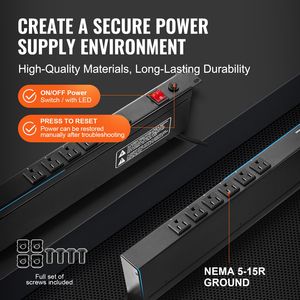PDU 1U con 12 Prese, Striscia di Alimentazione WiFi per Rack di Rete da 19 Pollici, Switch Integrato e Protezione da Sovratensioni - Product Image 6