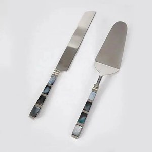 Premium Golden Stainless Steel <b>Cake</b> <b>Server</b> with Wooden Handle Handmade Lining End Tableware <b>Cake</b> <b>Server</b> Set On Sale - Product Image 4