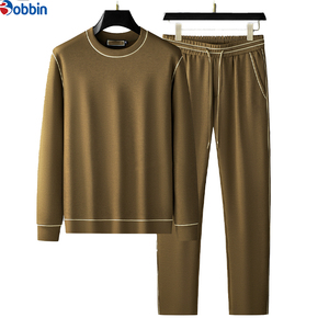 Conjunto Deportivo de Algodón para Hombre Bobbin, Cuello Redondo, Manga Larga, Color Sólido, Informal, para Otoño, Pantalones con Cordón, Corte Regular, Largo Completo - Product Image 5