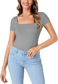 Square Collar Breathable Yoga Design Women's Quick-Dry Summer Activewear Gym Tee Casual Fitness Sports T-<b>Shirt</b> - Product Image 1