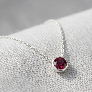 18K Gold Plated 925 Sterling Silver <b>Ruby</b> Pendant <b>Necklace</b> with Round Geometric Charm Link Chain Vintage Style for Women's Gift - Product Image 1