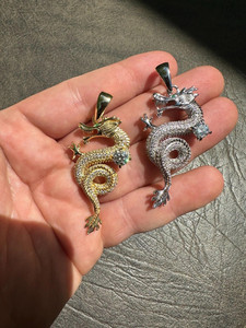 Colgante de Dragón con Piedras de Zirconia, Chapado en Oro y Plata, Aleación, Joyería Vintage con Temática Animal, Regalo Unisex - Product Image 3