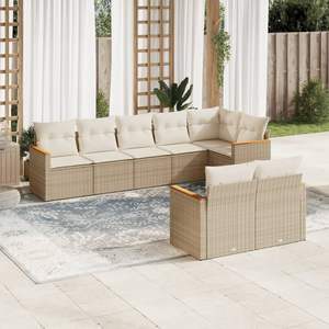 Conjunto de Sofás de Jardín en Beige y Blanco Crema - Product Image 1