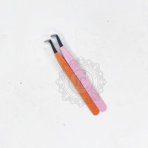 Botte professionnelle Volume Extension de cils Pince à épiler Marque privée Acier inoxydable Pointe argentée Rose Orange Revêtement en poudre scintillant - Product Image 1