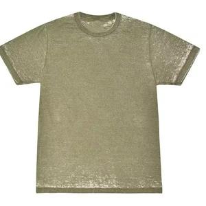 เสื้อยืดแขนสั้นสีเขียวมะกอกสำหรับผู้ชาย คอกลม ทรงปกติ ผ้าถัก สีพื้น สไตล์ลำลอง - Product Image 1