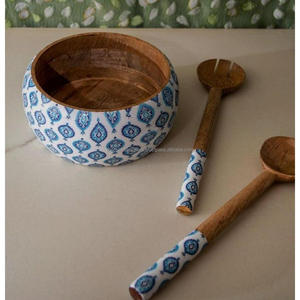 Ensaladera de estilo americano con juego de cucharas, cuencos de esmalte de madera, diseño personalizado, cuencos decorativos para servir, suministros para restaurantes - Product Image 5