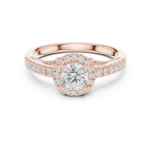 Bague de fiançailles en or blanc avec halo, moissanite taille brillant rond, alliance ajustable, bijoux fins unisexes - Product Image 4