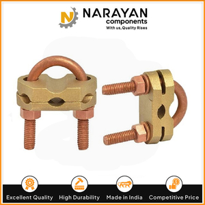 Connecteur de mise à la terre robuste en laiton pour poteau de terre et câble électrique, type U-bolt - Product Image 5