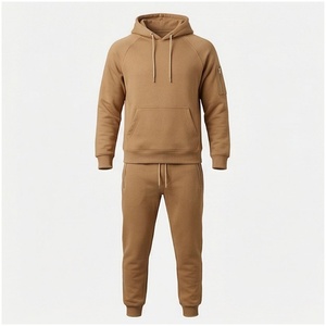 Ensemble de survêtement kaki pour homme, manches longues, capuche, fermeture à cordon, couleur unie, coupe décontractée, vêtements d'automne - Product Image 1
