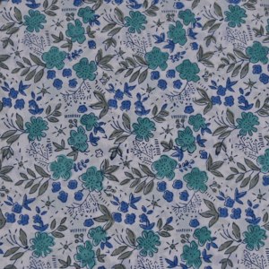 Tela de Algodón Blanca Tejida a Mano, Transpirable y Ligera, con Estampado de Bloques de Flores y Hojas en Azul y Verde para Vestidos Kurtis y Manualidades - Product Image 6