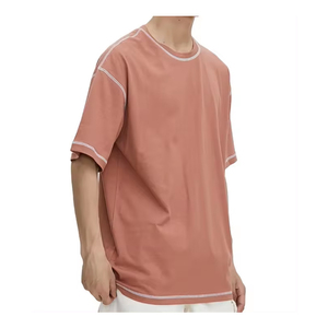 Camiseta Oversize con Costuras en Contraste, Corte Boxy, Logotipo Personalizado, Algodón Pesado Negro, Estilo Urbano, OEM - Product Image 1