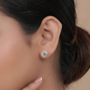 Elegantes Pendientes de Diamante Cultivado en Laboratorio con Corte Esmeralda y Halo, 1.59CT de Peso Total, Diamantes Certificados F-G VVS VS, Joyería para Mujer - Product Image 2