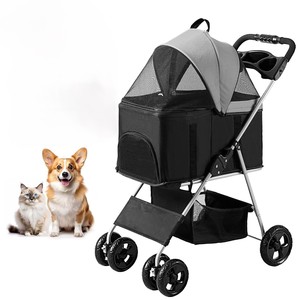 Poussette d'extérieur pour animaux de compagnie TH-PPS-079 avec housse de pluie large et cadre pliable pour les voyages quotidiens avec des animaux de compagnie - Product Image 1