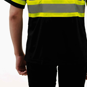 เสื้อยืดแขนสั้นสำหรับงานก่อสร้างแบบแห้งเร็วสำหรับผู้ชาย มองเห็นได้ชัดเจน พร้อมโลโก้และขนาดที่กำหนดเองได้ เหมาะสำหรับงานรักษาความปลอดภัยและการจราจร - Product Image 3