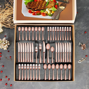 ชุดเครื่องใช้บนโต๊ะอาหารสแตนเลสพรีเมี่ยม30ชิ้นบริการเครื่องเงินโรสโกลด์6ชิ้นทนทานสำหรับห้องครัวกระจกขัด - Product Image 1