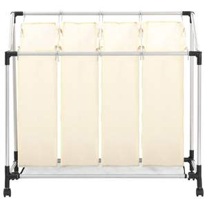 Panier à linge en acier crème 4 compartiments – Collection de paniers à linge pratiques - Product Image 3