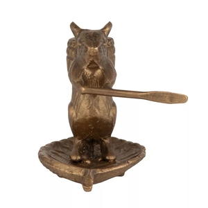 Portavelas de diseño elegante, retro, de aluminio fundido con revestimiento de latón oscuro, creativo, con forma de rata, ofrece personalizaciones con forma de animal. - Product Image 3