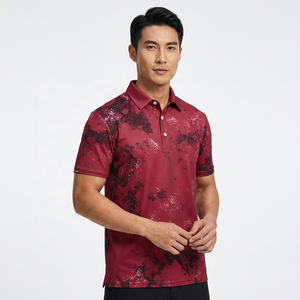 เสื้อโปโลแขนสั้นพิมพ์ลายสีแดงสำหรับผู้ชาย แห้งเร็ว ผ้าถัก สไตล์ลำลอง - Product Image 5