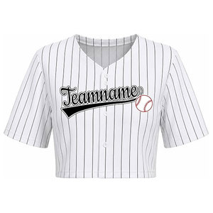 เสื้อครอปเบสบอลซอฟต์บอลสำหรับผู้หญิงแบบสั่งทำพิเศษ พร้อมชื่อและหมายเลข ดีไซน์ติดกระดุม ผ้าตาข่ายโพลีเอสเตอร์ 100% - Product Image 3