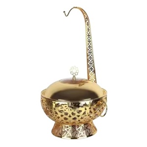 New Creative Designer Metal Hot Pot Casserole <b>Round</b> Shape Chafing Dish <b>Table</b> Top Decorative Luxury Metal Food Warmer Trending - Product Image 1