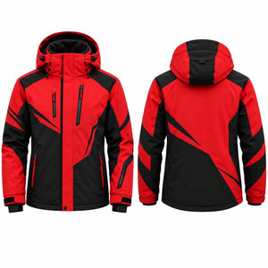 Veste de ski pour homme à capuche, imperméable, chaude, avec fermeture éclair, style color block, vêtements de sport d'hiver, veste de ski pour la neige - Product Image 1