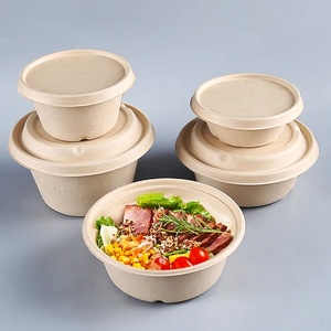 Bol rond en bagasse biodégradable avec couvercle, non blanchi, écologique, pour plats à emporter, 32 oz, salades, nouilles, pâtes, collations, restaurants, cuisines nomades - Product Image 4