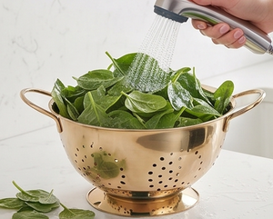 Passoire de cuisine en acier inoxydable de qualité supérieure, plaquée cuivre, avec deux poignées, durable, pour fruits et légumes - Product Image 6