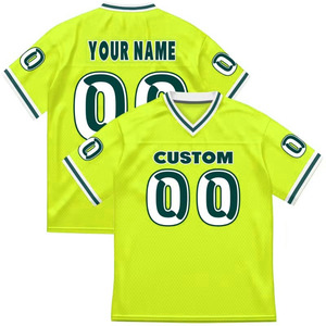 Maillot de football américain personnalisé jaune à col en V, sublimé, en mesh respirant, pour homme adulte, manches courtes - Product Image 1