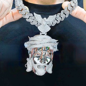 Pendentif religieux pour homme en argent 925 avec moissanite, couronne d'épines, croix et aigle, collier statement - Product Image 6