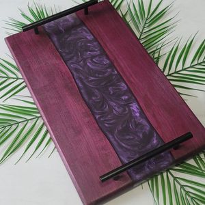 <b>Designer</b> Resin And Wooden Tray For Hotel Room <b>Service</b> Breakfast Presentation And Elegant Home Decor - Product Image 4