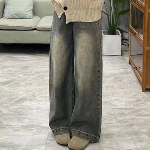 กางเกงคาร์โก้เดนิมเอวสูงทรงหลวมสำหรับผู้หญิง พร้อมเข็มขัด เป็นมิตรกับสิ่งแวดล้อม ระบายอากาศได้ดี สไตล์วินเทจ แฟชั่นสำหรับใส่ทุกวัน - Product Image 5