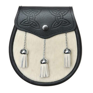 Sporran Escocés Multicolor de Cuero de Vaca con Cadena, Cinturón y Banda, Uniforme Hecho a Mano, Bolsa de Cuero para Sporran - Product Image 2