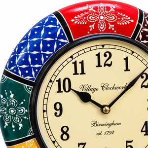 Handcrafted Wooden Painted Wall <b>Clock</b> | Colorful Traditional Decorative <b>Clock</b> for Home & Office - Product Image 2