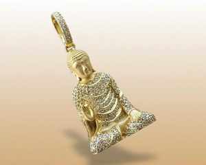 Colgante de Plata de Ley 925 con Moissanita VVS, Estilo Hip Hop, con Diseño de Buda Religioso y Aprobado por el Probador de Diamantes - Product Image 2