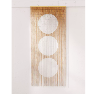 Rideau en perles de bambou peint à la main sur mesure, rideau en perles de bambou naturel, design géométrique, décoration intérieure, rideau coulissant écologique - Product Image 1